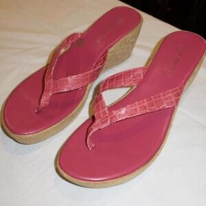 VINTAGE Y2K 2000s Mila Paoli croc-patterned wedge sandals with cork sole